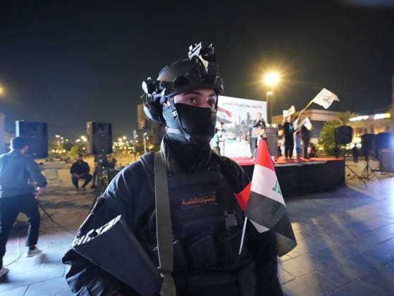 September 30, 2026, Baghdad, Iraq: BAGHDAD, IRAQ, SEPTEMBER 30, 2026: Iraqis and members of the country s security forces gather at Tahrir Square in Baghdad during celebrations marking National Sovereignty Day following the completion of the withdrawal of US forces and the end of the US-led coalition s military mission in Iraq. Participants waved Iraqi flags and security forces took part in commemorative events as the country marked the end of the coalition s military presence. Baghdad Iraq  - ZUMAq101 20260930_zna_q101_159 Copyright: xMuntazerxUdayxSahibx