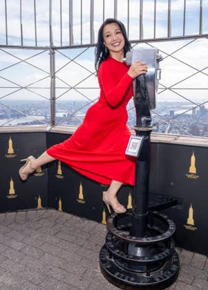September 30, 2026, New York, New York, USA: MING NA WEN visits the Empire State Building in New York to celebrate the release of her debut cookbook and memoir, Have You Eaten Yet? 30 September 2026 New York USA  - ZUMAa265 20260930_zep_a265_030 Copyright: xEricxAcquayex