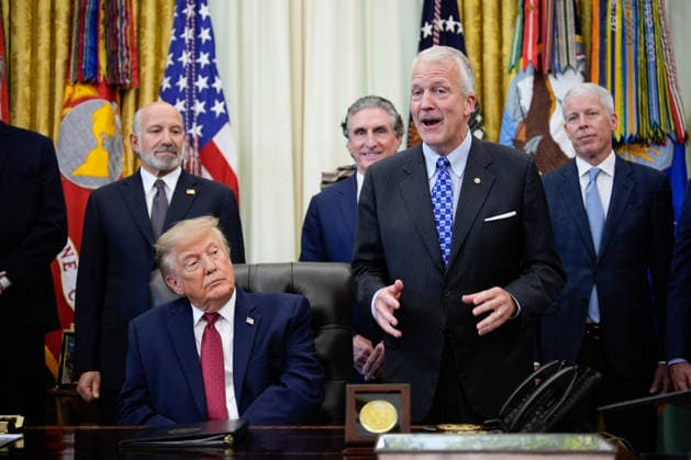 Sen. Dan Sullivan, R-AK, speaks during an announcement with Secretary of Commerce Howard Lutnick and President Donald Trump in the Oval Office of the White House in Washington on September 30, 2026. The Trump Administration announced South Korea will invest $54 billion toward the Alaska Liquefied Natural Gas (LNG) project as part of a broader $200 billion investment in U.S. energy projects.  WASP20260930164 YURIxGRIPAS