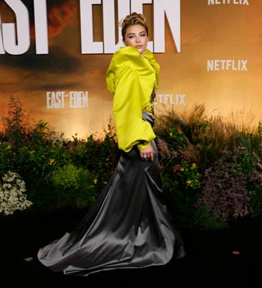 Florence Pugh arrives on the red carpet at the Netflix East Of Eden New York premiere at The Plaza Hotel on Wednesday, September 30, 2026 in New York City.  NYP202609303011 JOHNxANGELILLO