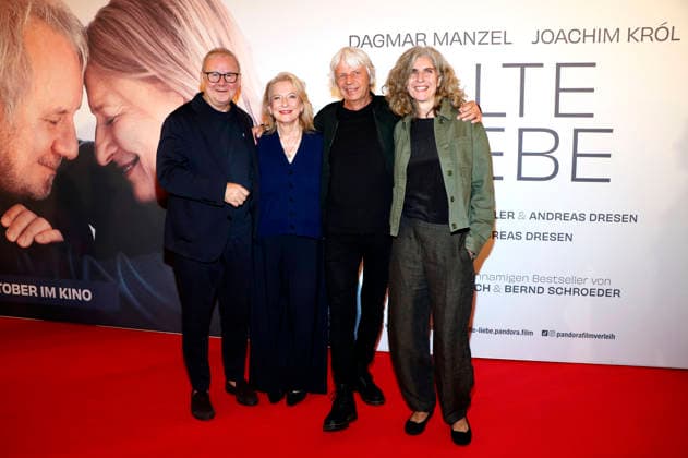 Joachim Krol, Dagmar Manzel, Andreas Dresen und Laila Stieler bei der Premiere des Kinofilms Alte Liebe im Kino International. Berlin, 30.09.2026