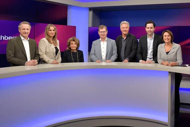 Nikolaus Blome, Jagoda Marinic, Charlotte Knobloch, Ralf Stegner, Jörg Pilawa, Johannes Winkel und Sandra Maischberger in der ARD-Talkshow maischberger im Studio Berlin Adlershof. Berlin, 30.09.2026