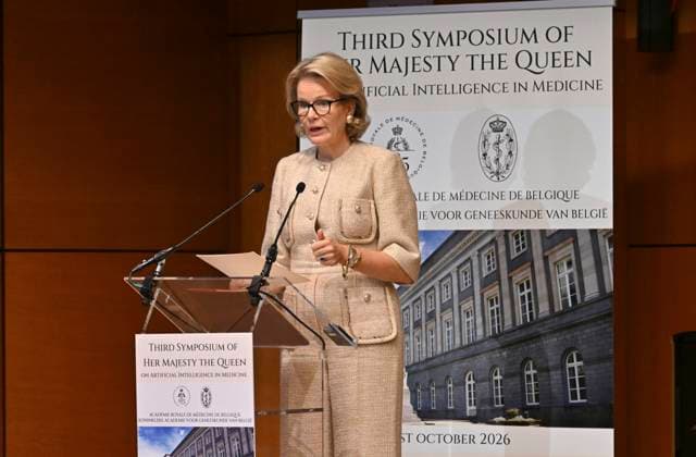 Symposium Of Her Majesty The Queen BRUSSELS, BELGIUM - OCTOBER 1 : Queen Mathilde opens the third Symposium of Her Majesty the Queen at the Palace of the Academies in Brussels. This edition will focus on the impact of artificial intelligence (AI) on healthcare professions. During the symposium, the Queen will speak with patients who have received AI-assisted treatment. As a protective honorary member of the Royal Academies of Medicine of Belgium, the Queen will also deliver the opening address at the symposium..on October 01, 2026 in Brussels, Belgium, 01 10 2026 Brussels Belgium  Copyright: xBertxVanxDenxBrouckex