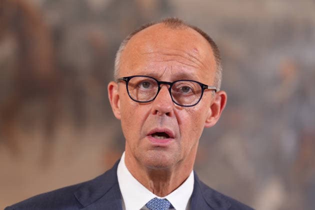 Besuch des Deutsch-Niederlaendischen Corps mit Bundeskanzler Merz Bundeskanzler Friedrich Merz im Portrait bei der Pressekonferenz nach dem Besuch des 1. Deutsch-Niederlaendischen Corps, Muenster, 01.10.2026