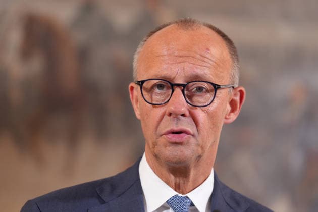 Besuch des Deutsch-Niederlaendischen Corps mit Bundeskanzler Merz Bundeskanzler Friedrich Merz im Portrait bei der Pressekonferenz nach dem Besuch des 1. Deutsch-Niederlaendischen Corps, Muenster, 01.10.2026