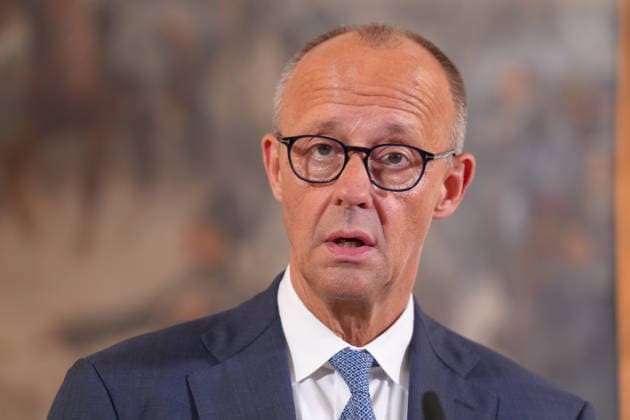 Besuch des Deutsch-Niederlaendischen Corps mit Bundeskanzler Merz Bundeskanzler Friedrich Merz im Portrait bei der Pressekonferenz nach dem Besuch des 1. Deutsch-Niederlaendischen Corps, Muenster, 01.10.2026