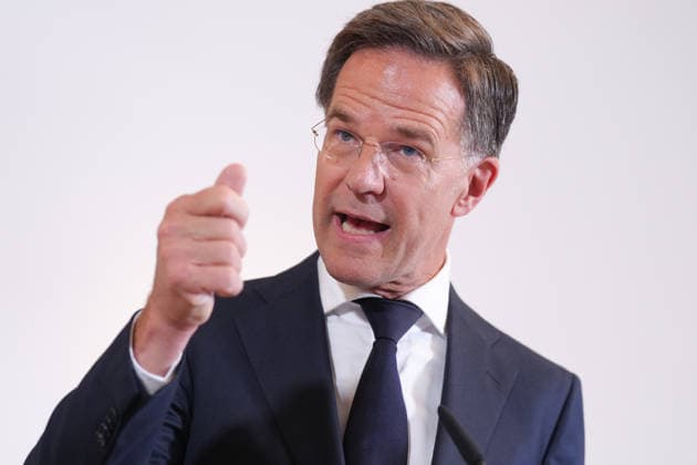 Besuch des Deutsch-Niederlaendischen Corps mit Bundeskanzler Merz NATO Generalsekretaer Mark Ruette im Portrait mit Gestik bei der Pressekonferenz nach dem Besuch des 1. Deutsch-Niederlaendischen Corps, Muenster, 01.10.2026 Muenster NRW Deutschland