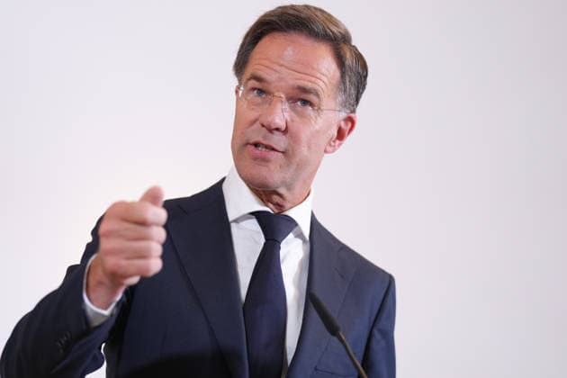 Besuch des Deutsch-Niederlaendischen Corps mit Bundeskanzler Merz NATO Generalsekretaer Mark Ruette im Portrait mit Gestik bei der Pressekonferenz nach dem Besuch des 1. Deutsch-Niederlaendischen Corps, Muenster, 01.10.2026 Muenster NRW Deutschland