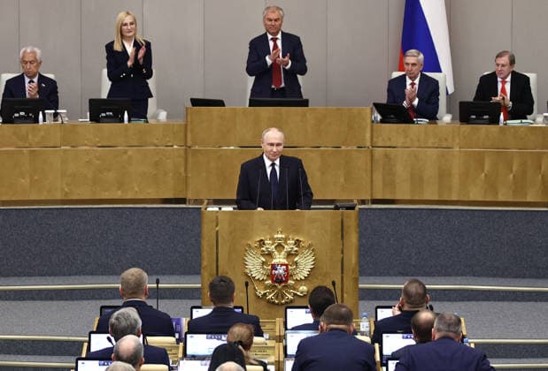 Russia Putin Parliament 9255377 30.09.2026 Russian President Vladimir Putin speaks during the first plenary session of Russia s ninth State Duma, the lower house of parliament, in Moscow, Russia. Mikhail Tereshchenko Sputnik Moscow Russia  Copyright: xMikhailxTereshchenkox
