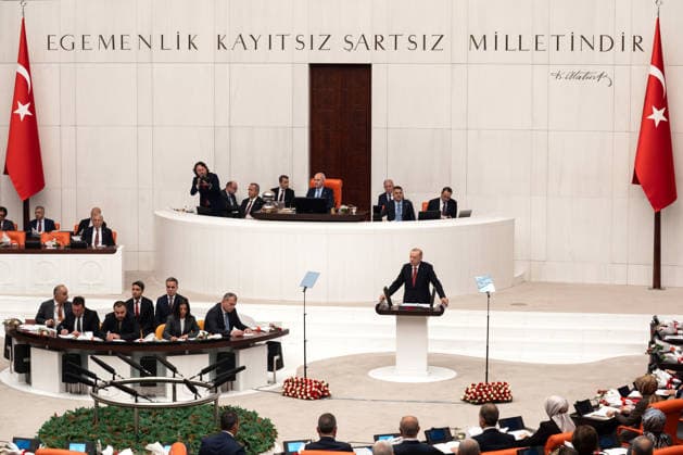Opening Event of the 5th Legislative Year of the 28th Term of the Grand National Assembly of Turkiye ANKARA, TURKIYE - OCTOBER 1:Turkish President and Leader of the Justice and Development (AK) Party Recep Tayyip Erdogan delivers a speech during the opening session of the 5th Legislative Year of the 28th Term, convened under the leadership of Speaker Numan Kurtulmus at the Grand National Assembly of Turkiye (GNAT) in Ankara, Turkiye on October 1, 2026. Ahmet Serdar Eser Anadolu Ankara Turkey. Editorial use only. Please get in touch for any other usage.  Copyright: x2026xAnadoluxAhmetxSerdarxEserx