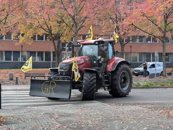 French farmers protest rising fuel prices GUYANCOURT, FRANCE - OCTOBER 1: A view of a tractor as farmers dump several metric tons of agricultural waste in front of the tax office and douse its facade with liquid to protest soaring fuel prices in Guyancourt, France, on October 1, 2026. The action is led by the Coordination Rurale union, which is demanding measures to lower the price of agricultural fuel and has announced plans to escalate its protests. Luc Auffret Anadolu Guyancourt France. Editorial use only. Please get in touch for any other usage.  Copyright: x2026xAnadoluxLucxAuffretx