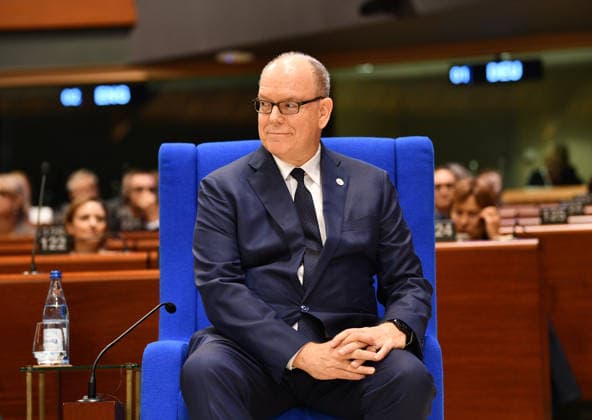 Prince Albert II of Monaco addresses Parliamentary Assembly of Council of Europe STRASBOURG, FRANCE - OCTOBER 01: Prince Albert II of Monaco sits in the Parliamentary Assembly chamber during the plenary sitting in Strasbourg, France on October 1, 2026. Ahmet Sel Anadolu Strasbourg France. Editorial use only. Please get in touch for any other usage.  Copyright: x2026xAnadoluxAhmetxSelx