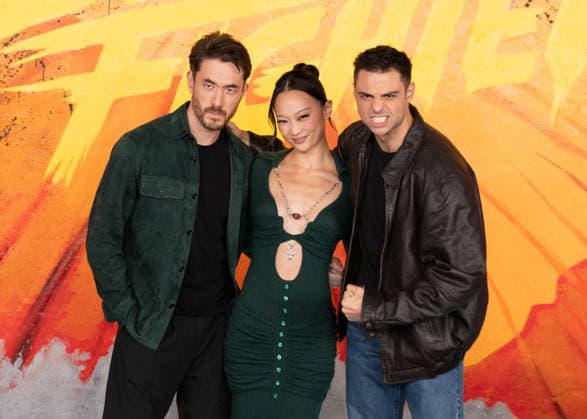 Andrew Koji, Callina Liang and Noah Centineo attends Street Fighter Photocall at Leake Street, Waterloo in London, England. UK. Thursday 1st October 2026. Copyright: xJamesxWarrenx FP_Street_Fighter_Photocall_031