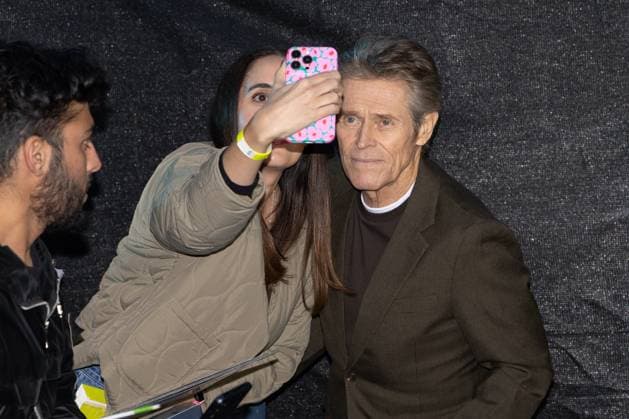 October 1, 2026, London, United Kingdom: Willem Dafoe takes a selfie with a fan at the Gala Screening of TENZING at Curzon Mayfair, London.Cast and Guests attend the red carpet for the London Gala Screening of TENZING at Curzon Mayfair London United Kingdom  - ZUMAs197 20261001_aaa_s197_336 Copyright: xPhilxLewisx