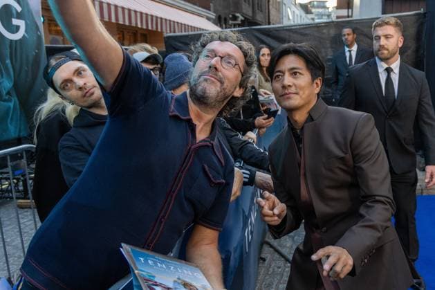 October 1, 2026, London, United Kingdom: Genden Phuntsok takes a selfie at the Gala Screening of TENZING at Curzon Mayfair, London.Cast and Guests attend the red carpet for the London Gala Screening of TENZING at Curzon Mayfair London United Kingdom  - ZUMAs197 20261001_aaa_s197_293 Copyright: xPhilxLewisx