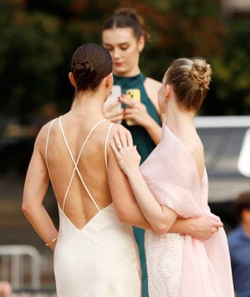 Guests take photos at the entrance to the New York City Ballet 2026 Fall Fashion Gala at David H. Koch Theater, Lincoln Center on Thursday, October 1, 2026 in New York City.  NYP20261001126 JOHNxANGELILLO