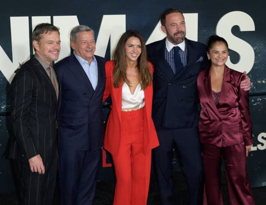 Animals Premiere - Los Angeles, USA LOS ANGELES, USA. October 01, 2026: Matt Damon, Ted Sarandos, Luciana Damon, Ben Affleck & Bela Bajaria at the premiere for Animals at Directors Village. Los Angeles CA USA  Copyright: xPaulxSmith Featureflashx