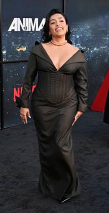 Cast member Adriana Paz attends the premiere of Netflix s political and psychological thriller Animals at the Westwood Village Theater in Los Angeles on Thursday, October 1, 2026. Storyline: Desperate to pay their son s ransom, a mayoral candidate and his wife resort to extreme measures, revealing dark secrets they never intended to bring to light.  LAP2026100105 JIMxRUYMEN