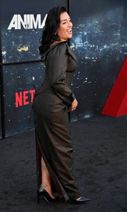 Cast member Adriana Paz attends the premiere of Netflix s political and psychological thriller Animals at the Westwood Village Theater in Los Angeles on Thursday, October 1, 2026. Storyline: Desperate to pay their son s ransom, a mayoral candidate and his wife resort to extreme measures, revealing dark secrets they never intended to bring to light.  LAP2026100106 JIMxRUYMEN