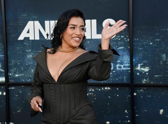 Cast member Adriana Paz attends the premiere of Netflix s political and psychological thriller Animals at the Westwood Village Theater in Los Angeles on Thursday, October 1, 2026. Storyline: Desperate to pay their son s ransom, a mayoral candidate and his wife resort to extreme measures, revealing dark secrets they never intended to bring to light.  LAP2026100115 JIMxRUYMEN