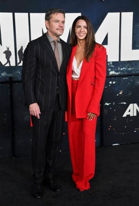 Matt Damon and his wife Luciana Damon attend the premiere of Netflix s political and psychological thriller Animals at the Westwood Village Theater in Los Angeles on Thursday, October 1, 2026. Storyline: Desperate to pay their son s ransom, a mayoral candidate and his wife resort to extreme measures, revealing dark secrets they never intended to bring to light.  LAP2026100132 JIMxRUYMEN