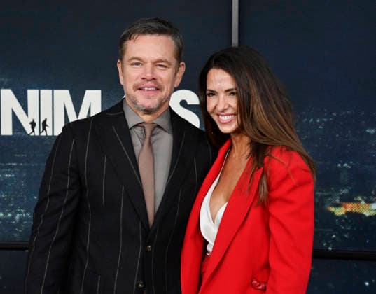 Matt Damon and his wife Luciana Damon attend the premiere of Netflix s political and psychological thriller Animals at the Westwood Village Theater in Los Angeles on Thursday, October 1, 2026. Storyline: Desperate to pay their son s ransom, a mayoral candidate and his wife resort to extreme measures, revealing dark secrets they never intended to bring to light.  LAP2026100139 JIMxRUYMEN