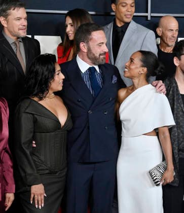 (L-R) Adriana Paz, Ben Affleck and Kerry Washington attend the premiere of Netflix s political and psychological thriller Animals at the Westwood Village Theater in Los Angeles on Thursday, October 1, 2026. Storyline: Desperate to pay their son s ransom, a mayoral candidate and his wife resort to extreme measures, revealing dark secrets they never intended to bring to light.  LAP2026100141 JIMxRUYMEN