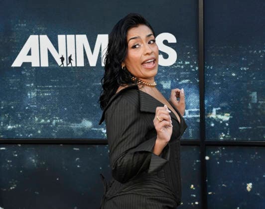 Cast member Adriana Paz attends the premiere of Netflix s political and psychological thriller Animals at the Westwood Village Theater in Los Angeles on Thursday, October 1, 2026. Storyline: Desperate to pay their son s ransom, a mayoral candidate and his wife resort to extreme measures, revealing dark secrets they never intended to bring to light.  LAP2026100112 JIMxRUYMEN