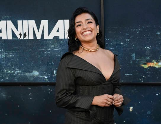 Cast member Adriana Paz attends the premiere of Netflix s political and psychological thriller Animals at the Westwood Village Theater in Los Angeles on Thursday, October 1, 2026. Storyline: Desperate to pay their son s ransom, a mayoral candidate and his wife resort to extreme measures, revealing dark secrets they never intended to bring to light.  LAP2026100114 JIMxRUYMEN