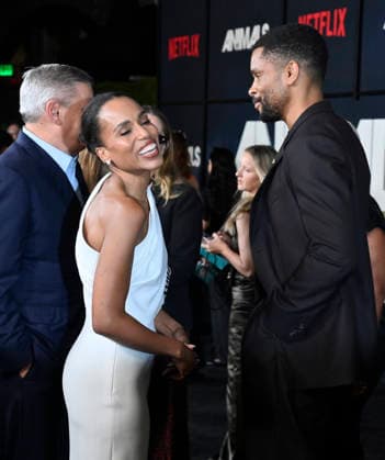 Kerry Washington and Nnamdi Asomugha attend the premiere of Netflix s political and psychological thriller Animals at the Westwood Village Theater in Los Angeles on Thursday, October 1, 2026. Storyline: Desperate to pay their son s ransom, a mayoral candidate and his wife resort to extreme measures, revealing dark secrets they never intended to bring to light.  LAP2026100159 JIMxRUYMEN