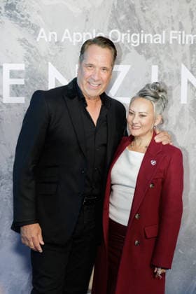David Seaman and Frankie Poultney attend the Tenzing London Gala Screening at Curzon Mayfair in London, UK on 1 October 2026. Copyright: xRyoheyxNakayama Famousx Tenzing_LondonGalaScreening_CurzonMayfair_London_20261001_RyoheyNakayama_00078