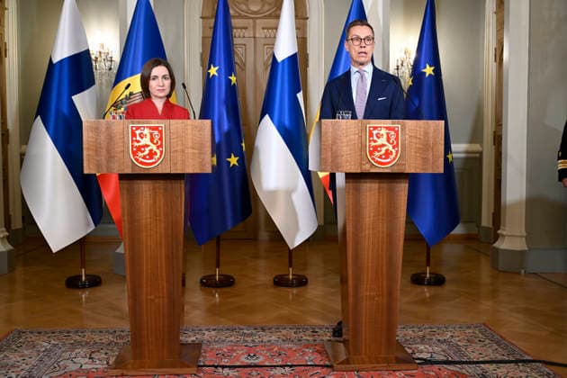 LKS 20261002 Moldovan President Maia Sandu and Finnish President Alexander Stubb attend a press conferance at the Presidential Palace in Helsinki, Finland, on October 2, 2026. President Sandu pays a working visit to Finland. - MIKKO STIG Helsinki Finland  Copyright: xMikkoxStigx ycgcR0-X49g
