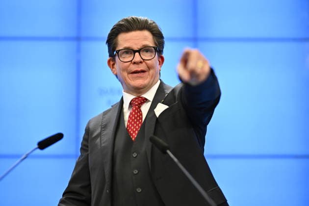STOCKHOLM, SWEDEN, October 2, 2026: Andreas Norlän, Speaker of the Riksdag, during a press conference regarding the ongoing formation of a government. STOCKHOLM, SWEDEN x10040x  Copyright: xAndersxWiklund TTx PRESSTRÄFF ANDREAS NORLEN DD6RpS5-EOU
