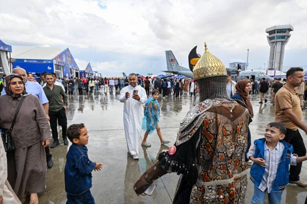 TEKNOFEST Southeast in Turkiye s Sanliurfa SANLIURFA, TURKIYE - OCTOBER 02: 72-year-old Hasan Keskin, wearing a replica warrior costume specially made for him is seen at TEKNOFEST Southeast, world s largest aviation, space, and technology festival continues at the Sanliurfa GAP Airport for its 15th edition in Sanliurfa, Turkiye on October 02, 2026. Adsiz Gunebakan Anadolu Sanliurfa Turkey. Editorial use only. Please get in touch for any other usage.  Copyright: x2026xAnadoluxAdsizxGunebakanx