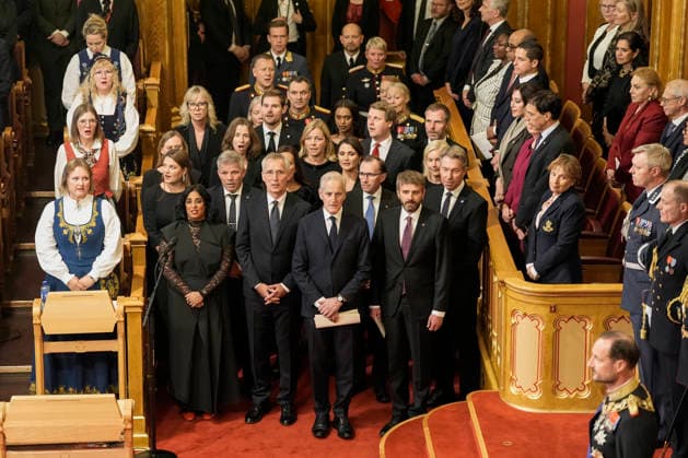 Hoytidelig apning av Stortinget Oslo 20261002. Den hoytidelige apningen av det 171. storting. Regjeringen er til stede under apningen, hvor kong Haakon skal holde trontalen. Der han leser opp planene for regjeringens politikk for det kommende aret. Foto: Terje Bendiksby POOL NTB Oslo Norge 9qiDRDfHzCo EDITORIAL USE ONLY Ref:_POL9qiDRDfHzCo.jpg Copyright: xTerjexBendiksbyx xPOOLx xNTBx