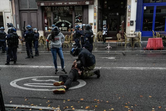Students clash with police during high-school mobilization in Nancy NANCY, FRANCE - OCTOBER 2: Students gather around several schools and clash with police forces as a nationwide high-school mobilization continues over school conditions and demands for greater education resources in Nancy, France on October 2, 2026. Police deploy security units around several locations as demonstrations and blockades continue. Muhammed Said Tako Anadolu Nancy France. Editorial use only. Please get in touch for any other usage.  Copyright: x2026xAnadoluxMuhammedxSaidxTakox