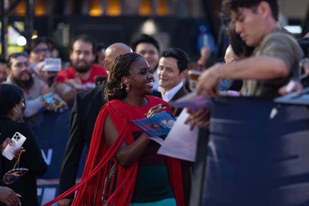 NAUCALPAN, M - OCTOBER 1: Teyonah Parris at the fan event for Matchbox: The Movie at the Toreo Parque Central shopping mall in Naucalpan, Mexico on October 1, 2026. Copyright: xMatchbox:xThexMoviex