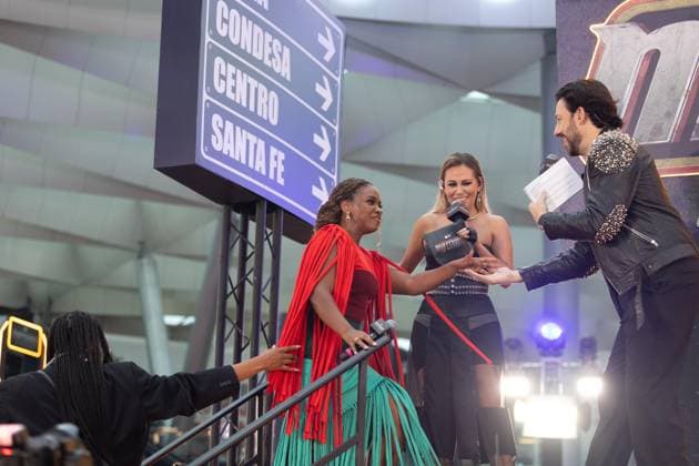 NAUCALPAN, M - OCTOBER 1: Teyonah Parris at the fan event for Matchbox: The Movie at the Toreo Parque Central shopping mall in Naucalpan, Mexico on October 1, 2026. Copyright: xMatchbox:xThexMoviex