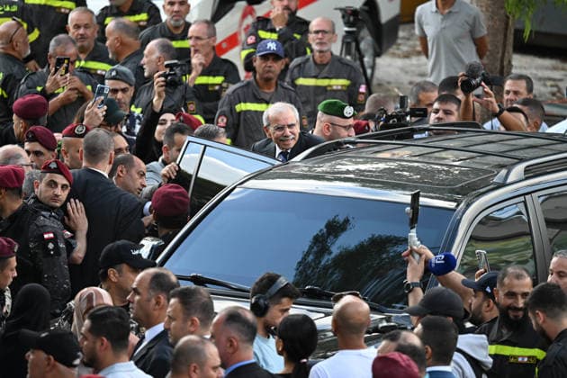Lebanese Prime Minister Nawaf Salam NABATIEH, LEBANON - OCTOBER 02: Lebanese Prime Minister Nawaf Salam and his accompanying delegation visit Lebanese city of Nabatieh, which Israel has frequently targeted with attacks on its towns and villages despite the ceasefire, on October 02, 2026. Houssam Shbaro Anadolu Nabatieh Lebanon. Editorial use only. Please get in touch for any other usage.  Copyright: x2026xAnadoluxHoussamxShbarox