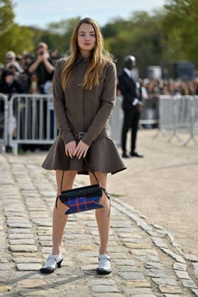 PFW Loewe Outside Arrivals Kristine Froseth arriving at the Loewe show during Paris Fashion Week, in Paris, France on 2 October 2026. Photo by Julien Reynaud APS-Medias ABACAPRESS.COM Paris France  Copyright: xReynaudxJulien APS-Medias ABACAx