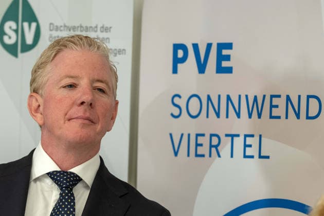 2026-10-02-Pressekonferenz-Gesundheit-Österreich Vorsitzender des Verwaltungsrates Peter McDonald (Österreichische Gesundheitskasse) am 2 Oktober 2026 bei der Pressekonferenz zur Bilanz 5 Jahre PVE Sonnwendviertel medizinische Versorgung und psychosoziale Unterstützung unter einem Dach im PVE Sonnwendviertel in Wien, Wien, Österreichr