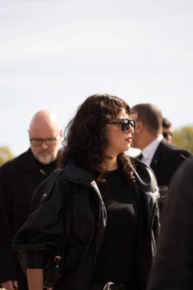 IPA89217570 - Paris, France, October 2, 2026. Guests arrive at the LOEWE Spring Summer 2027 fashion show during Paris Fashion Week Pictured: guest  Copyright: xGINEVRAxFATARELLAx xx IPA89217570
