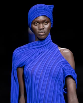 PFW - Issey Miyake Runway Models walks during Issey Miyake Women s Spring Summer 2027 collection fashion show as part of the Paris Fashion Week, in Paris on October 2, 2026. Photo by Eliot Blondet ABACAPRESS.COM Paris France France  Copyright: xBlondetxEliot ABACAx