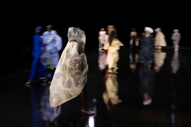 PFW - Issey Miyake Runway Models walks during Issey Miyake Women s Spring Summer 2027 collection fashion show as part of the Paris Fashion Week, in Paris on October 2, 2026. Photo by Eliot Blondet ABACAPRESS.COM Paris France France  Copyright: xBlondetxEliot ABACAx