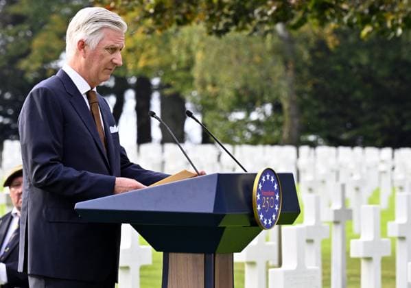 RECORD DATE NOT STATED King Philippe - Filip of Belgium pictured during a royal visit to the World War II Commemoration at the American Military Cemetery in Henri-Chapelle, Plombieres, on Friday 2 October 2026. The ceremony pays tribute to the American veterans in attendance and to their fallen comrades-in-arms. It features testimonials, musical performances, and prayers, as well as a wreath-laying ceremony, a salute, and a flyover by U.S. aircraft.  ERICxLALMAND 188556048
