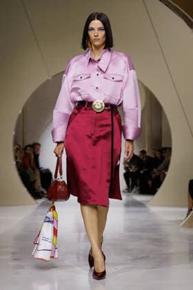 (261003) -- PARIS, Oct. 3, 2026 -- A model presents a creation from the Womenswear Spring Summer 2027 collections by Givenchy during the Paris Fashion Week in Paris, France, Oct. 2, 2026. ( Handout via Xinhua) FRANCE-PARIS-FASHION WEEK-GIVENCHY MeetEurope 