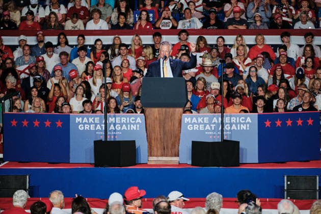 October 2, 2026, Mobile, Alabama, U.S: October 2, 2026 Mobile, Alabama USA: US Senator for Alabama and Republican nominee for Governor of Alabama Tommy Tuberville speaks to the crowd before the arrival of President Donald Trump at the Mitchell Center at the University of South Alabama. Mobile U.S - ZUMAa14_ 20261002_zaf_a14_011 Copyright: xDanxAndersonx