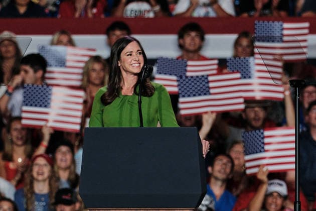 October 2, 2026, Mobile, Alabama, U.S: October 2, 2026 Mobile, Alabama USA: US Senator for Alabama Katie Britt speaks to the crowd before the arrival of President Donald Trump at the Mitchell Center at the University of South Alabama. Mobile U.S - ZUMAa14_ 20261002_zaf_a14_010 Copyright: xDanxAndersonx