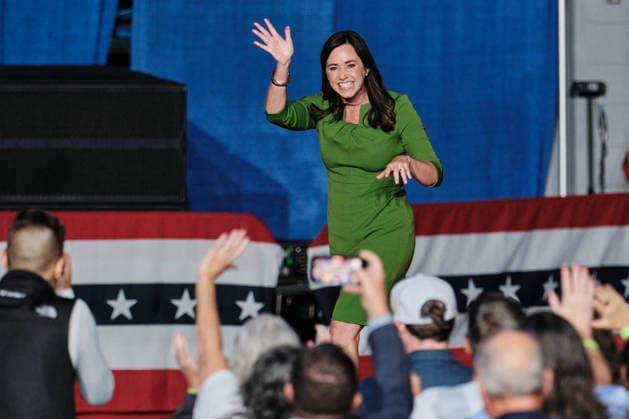 October 2, 2026, Mobile, Alabama, U.S: October 2, 2026 Mobile, Alabama USA: US Senator for Alabama Katie Britt waves to the crowd to speak before the arrival of President Donald Trump at the Mitchell Center at the University of South Alabama. Mobile U.S - ZUMAa14_ 20261002_zaf_a14_012 Copyright: xDanxAndersonx