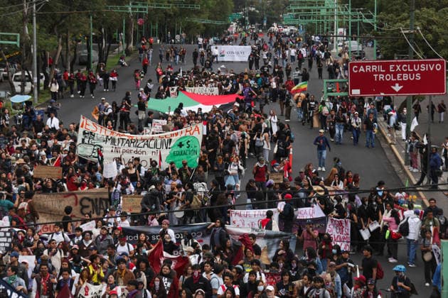October 2, 2026, Mexico City, Mexico: Students, social organizations and survivors took part in a march from Tlatelolco square to the Zocalo in Mexico City, marking the 58th anniversary of the October 2, 1968 student massacre. Demonstrators demanded justice, truth and guarantees of non-repetition. Mexico City Mexico - ZUMAl178 20261002_znp_l178_002 Copyright: xCristianxLeyvax